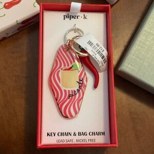 Piper.k Pink & Red 'Picante' Enamel Key Chain Bag Charm